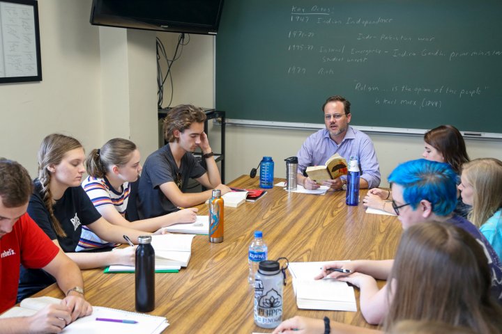 Professor Mark Allison teaching English class